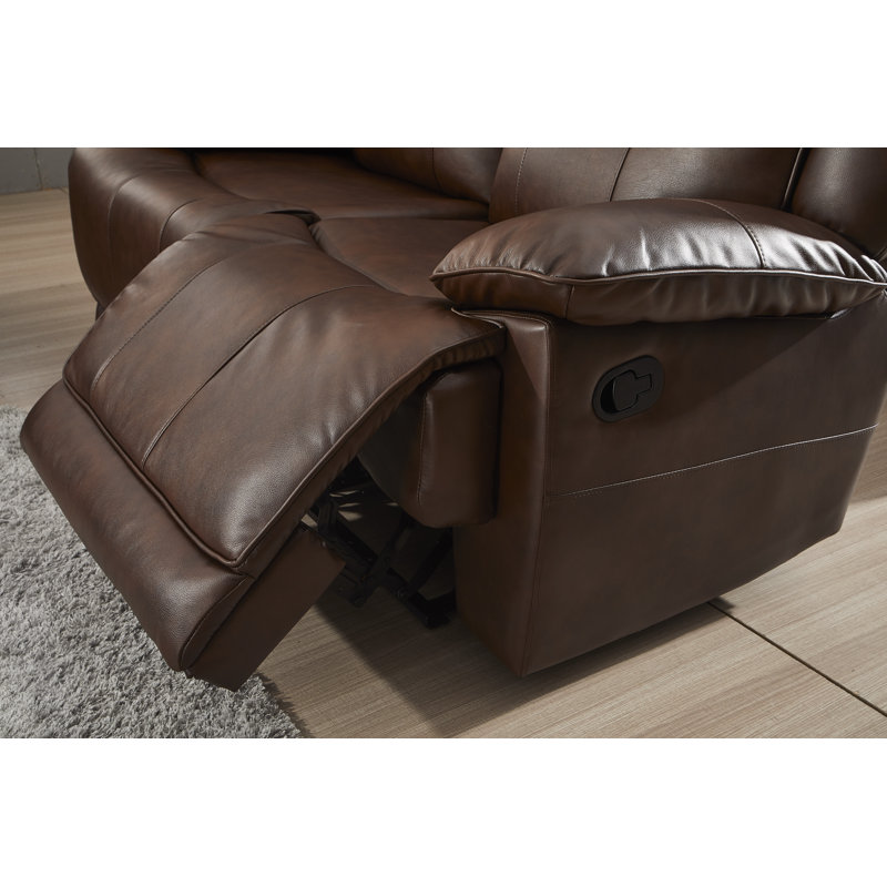 Ensemble de salon inclinable 3 pièces Bebingt, Similicuir brun