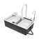 Oukaning Modern Rectangular Kitchen Sink with Single Bowl and Faucet