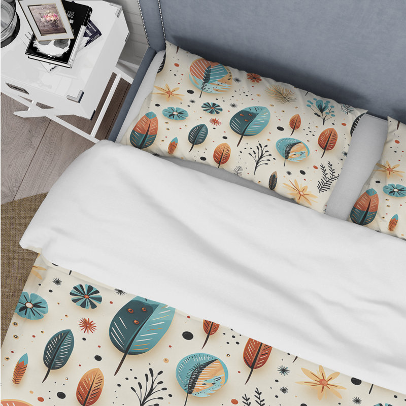 Ensemble de housse de couette Earthy Boho Eclectic Plants II, Housse de couette pour grand lit et 2 taies décor