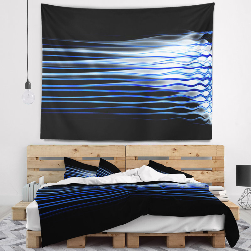 Tapisserie vagues de couleur bleu foncé abstrait, H 50 po x l 60 po