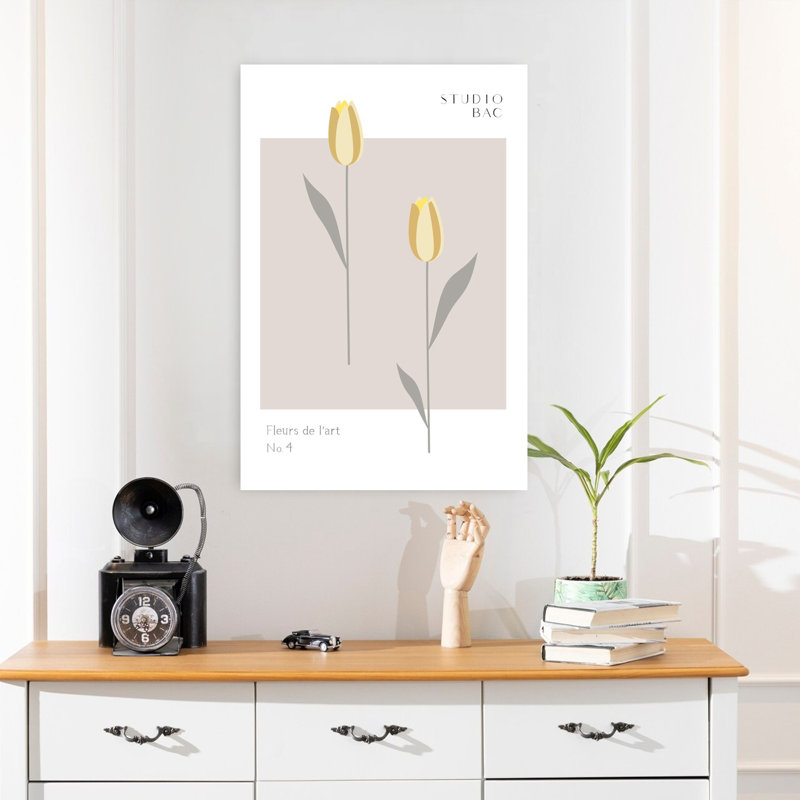 Art contemporain avec tulipe abstraite, H 24 po x l 16 po