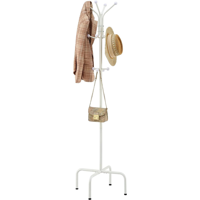Akeeb Metal Freestanding 12 - Hook Coat Rack, White