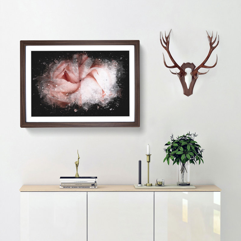 Petals of a Pink Carnation - Picture Frame Graphic Art Print, 24cm H x 33cm W x 2cm D, Walnut Framed