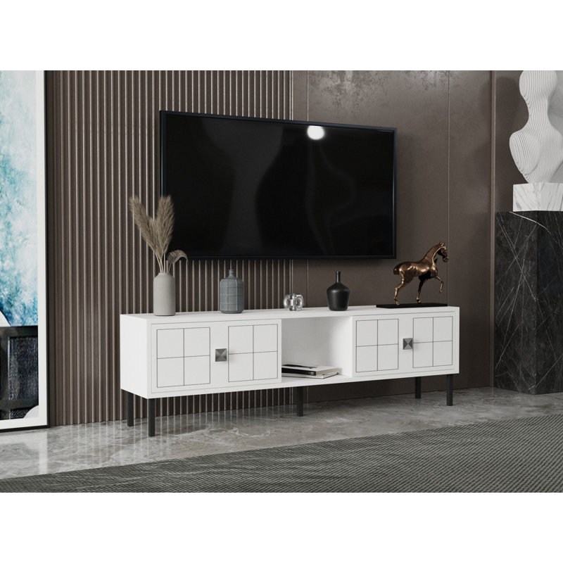 Keikei TV Stand for TVs up to 65", Chrome