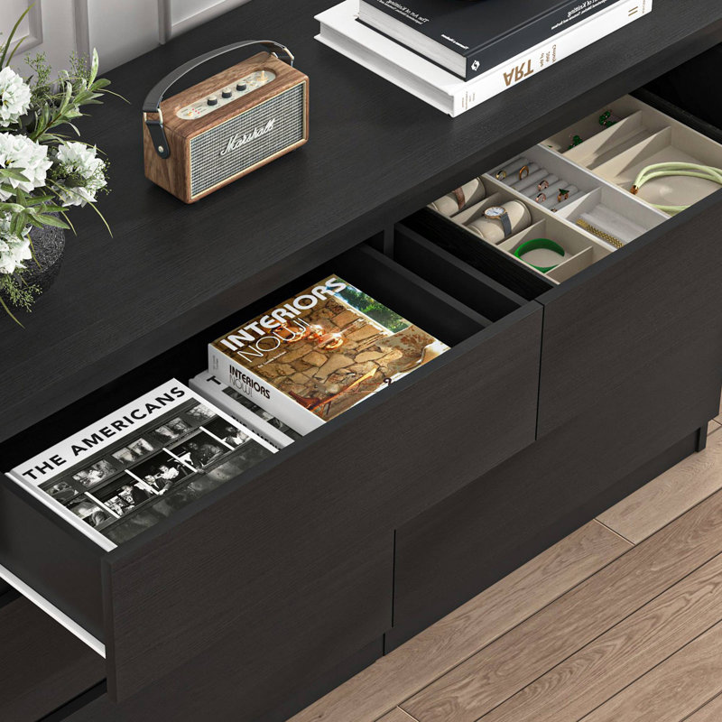 Bisset 47.25'' W 6 - Drawer Dresser, Black