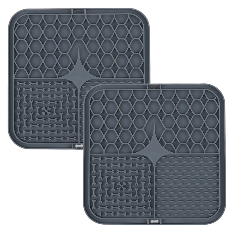 Silicone Calming Lick Mat - Set of Two, Dark Gray
