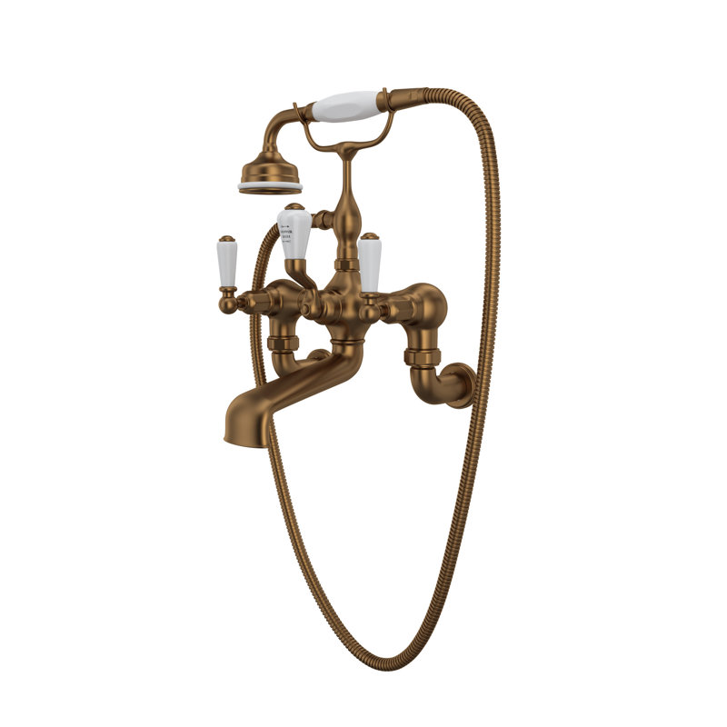 Edwardian™ Triple Handle Wall Mounted Clawfoot Tub Faucet, English Bronze