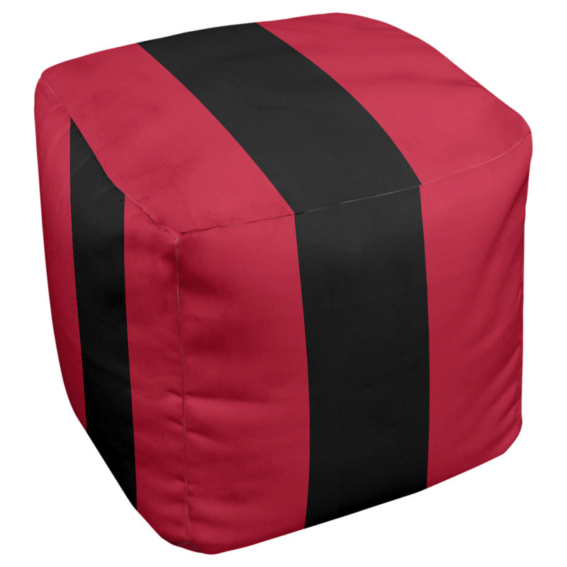 Upholstered Pouf, 13" H x 13" W x 13" D, New Jersey, Scarlet/Black