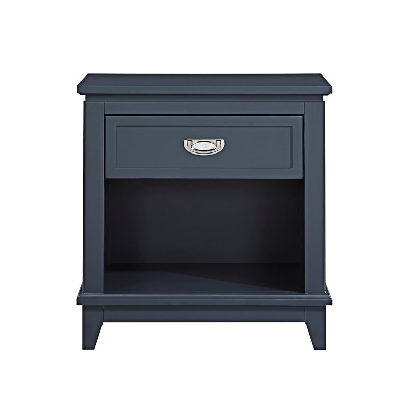 Table de chevet avec tiroir de rangement et tablette inférieure, Navy Blue