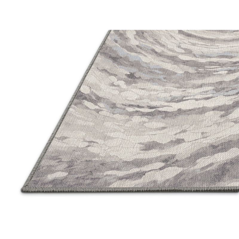 Machine Washable Gray Area Rug, Round 6'