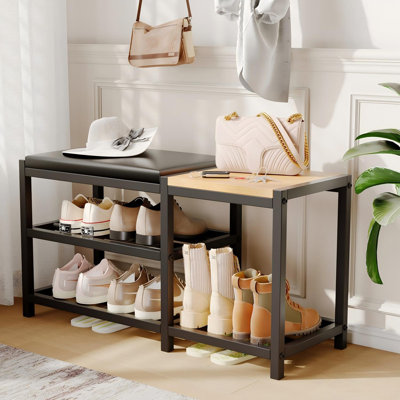 Shoe Bench,Shoe Organizer,3-Tier Shoe Storage Bench,Entryway Bench With Cushioned Seats,For Shoe Rack In The Bathroom,Entryway,Bedroom,Living Room