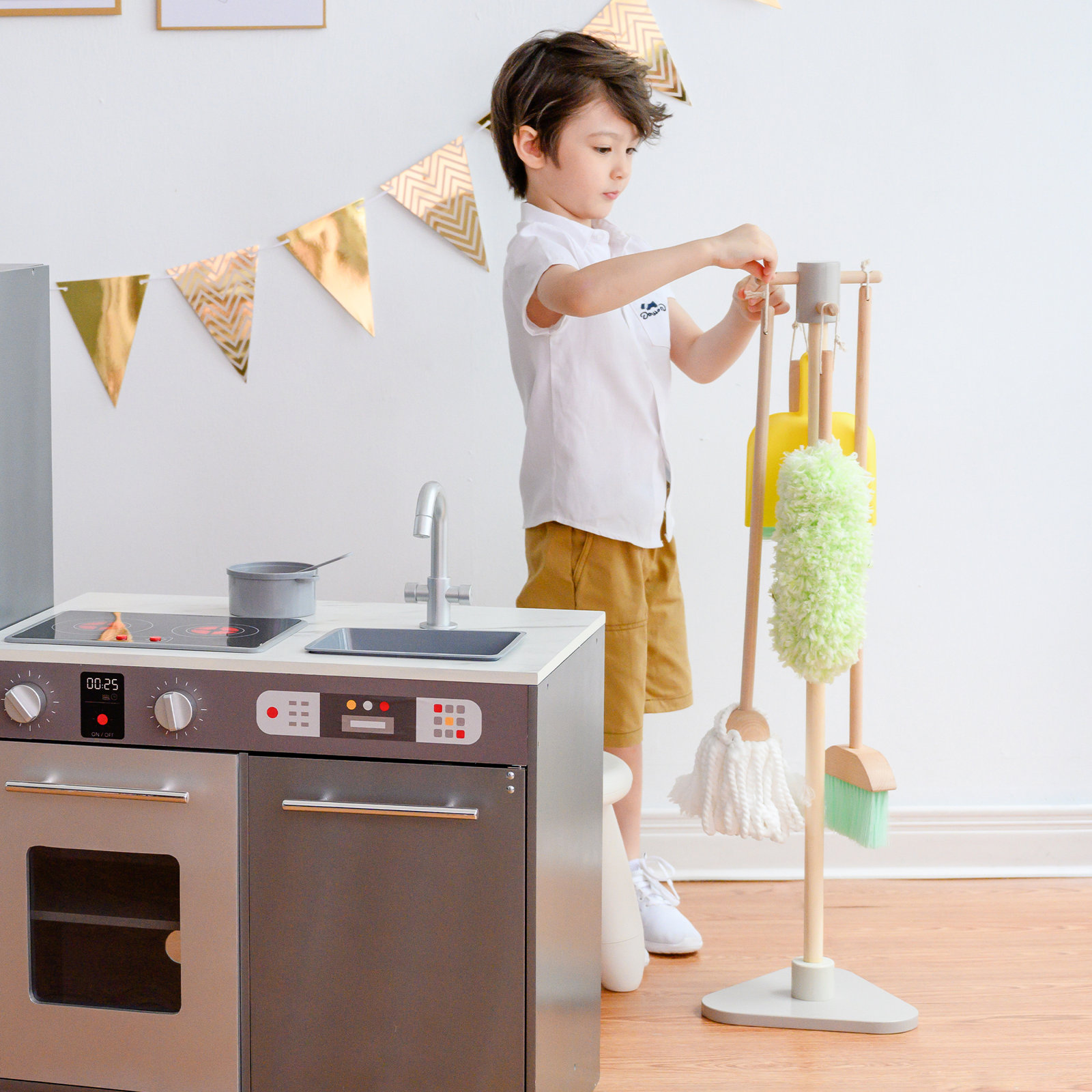 Teamson Kids Play Cleaning Set with Stand