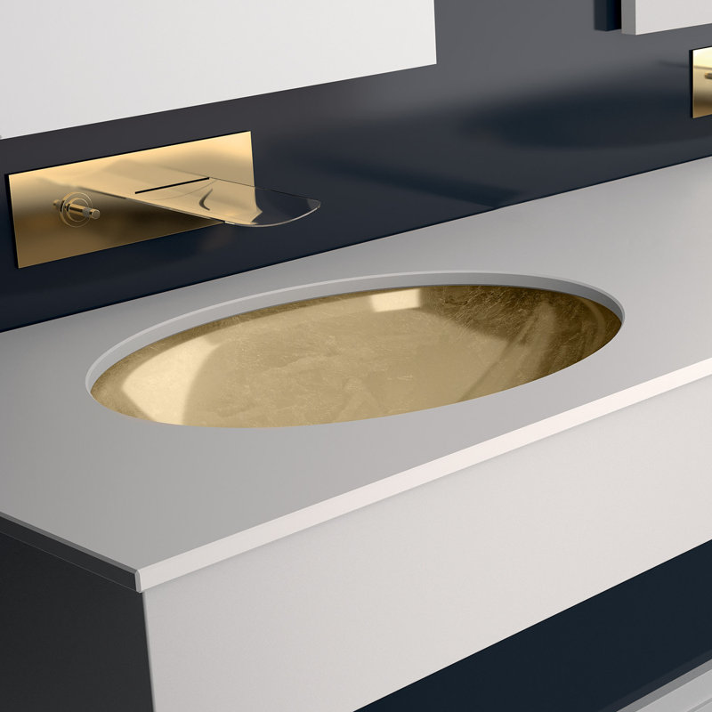 Flou Undermount Modern Bathroom Sink, Gold Leaf