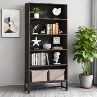 Heavy Duty 5-Tier Bookshelf (31.5''L×11.81''W×70.87''H) - 88Lbs/Shelf Load, Closed Back, Anti-Dumping Kit, Adjustable Feet For Living Room/Bedroom