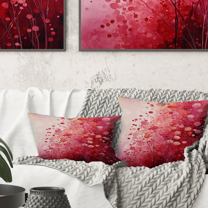 Coussin Crimson Reverie - Abstract Landscape