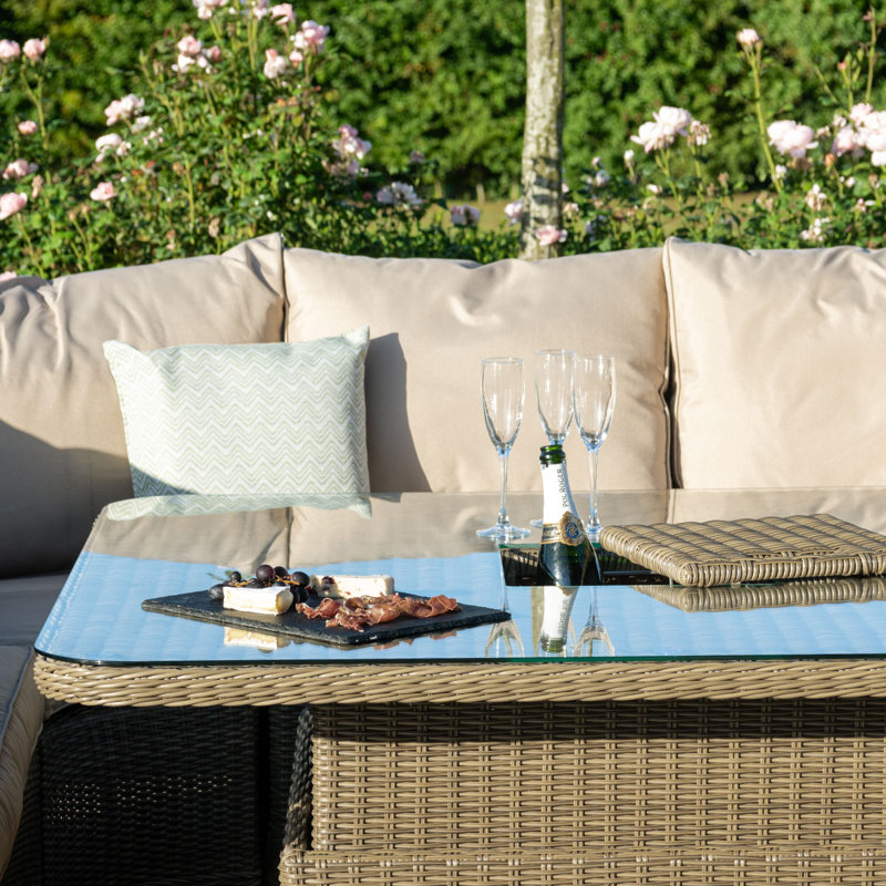 Balch Royal Corner Rattan Dining Set - with Ice Bucket & Rising Table