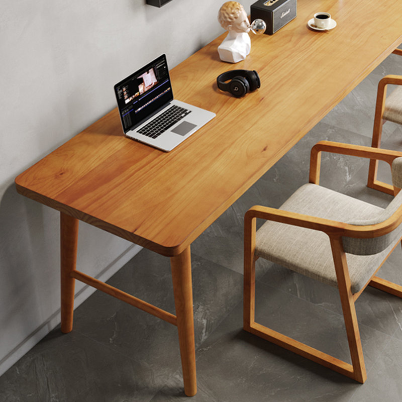 Bureau rectangulaire brun en bois massif, 29.53" H x 94.49" W x 23.62" D