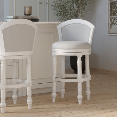 31 "- Tabouret de bar avec siège rembourré, pivotant, blanc, dossier gris, installation rapide de 180 degrés, profondeur de 22,52 po, largeur de 22,58 po, hauteur de 43,44 po, structure blanche, poids de 46,41 lb