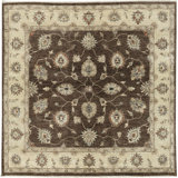 Hand-Knotted High-Quality Brown and Gold Square Area Rug