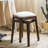 2 Piece Faux Leather Upholstered Solid Wood Dining Chair Stackable Accent Stool