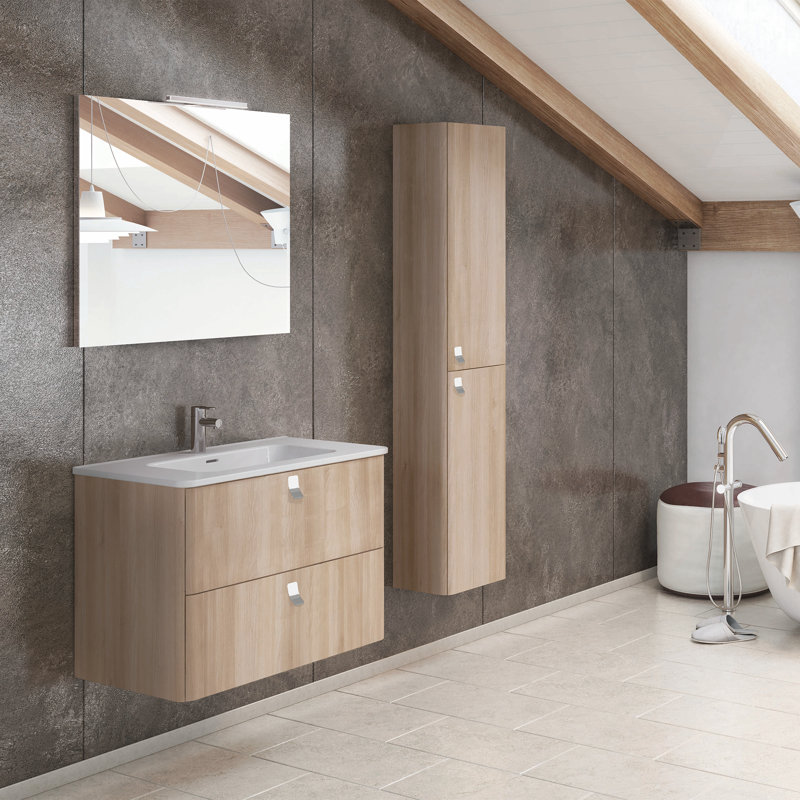 Nordic Oak 32'' Wall-Mounted Single Bathroom Vanity Set with Mirror