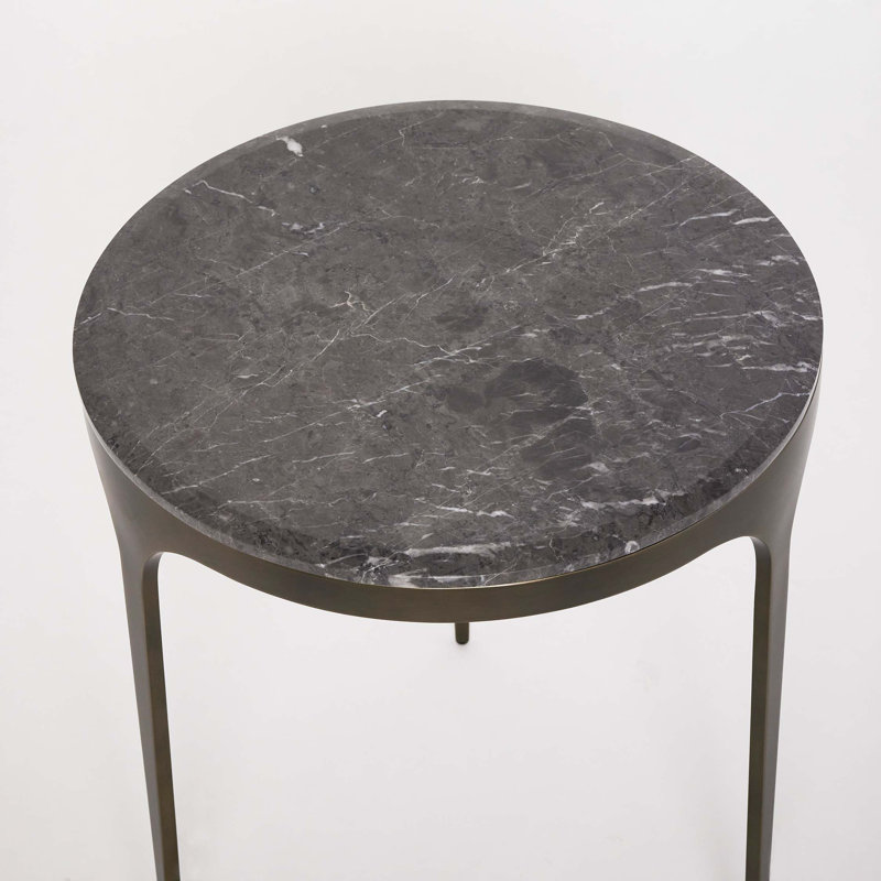 Camilla Marble End Table, Matte Black, Terra Brown, 22" H x 20" W x 20" D