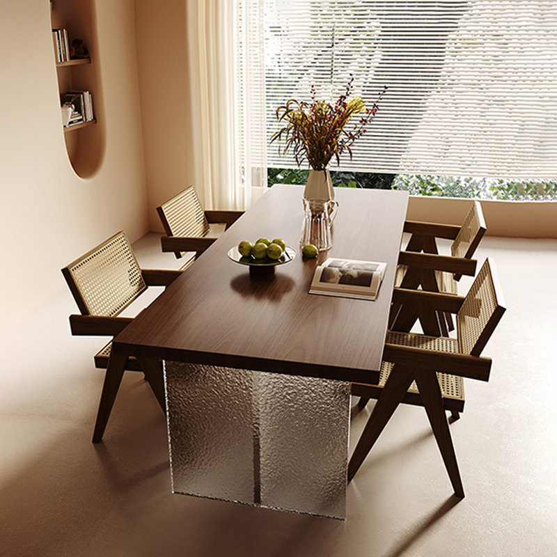 Modern natural solid wood dining table set, 29.52"H x 55.11"L x 27.55"W