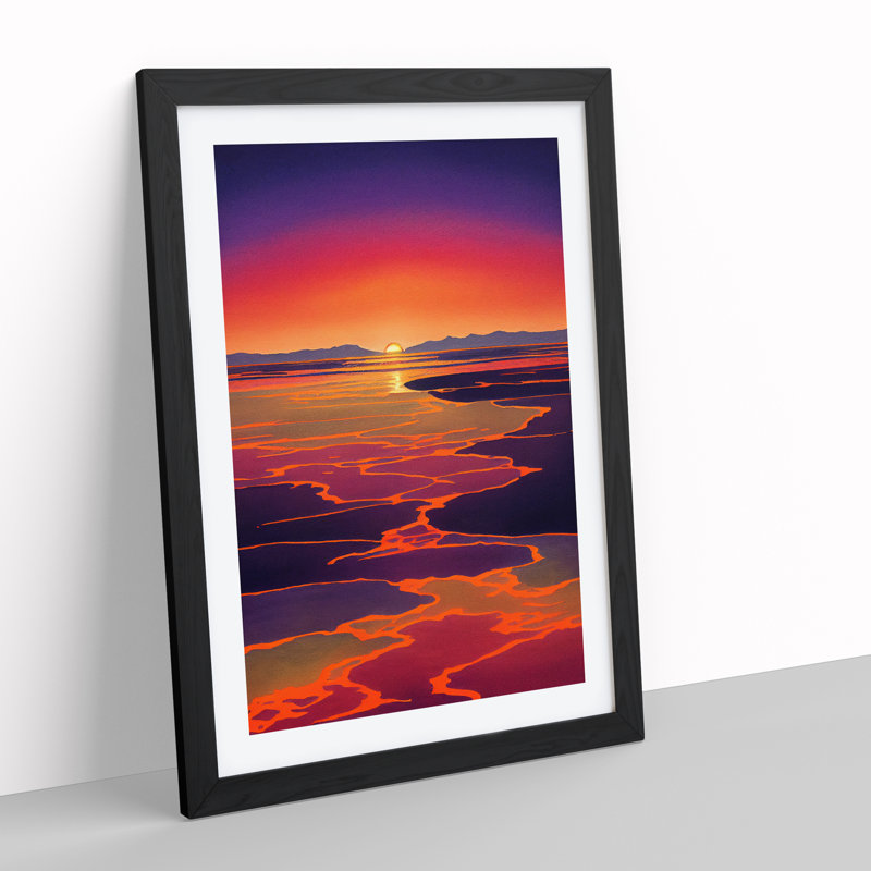 Unique Sunset - Wall Art, 48cm H x 36cm W, Black Picture Frame, White