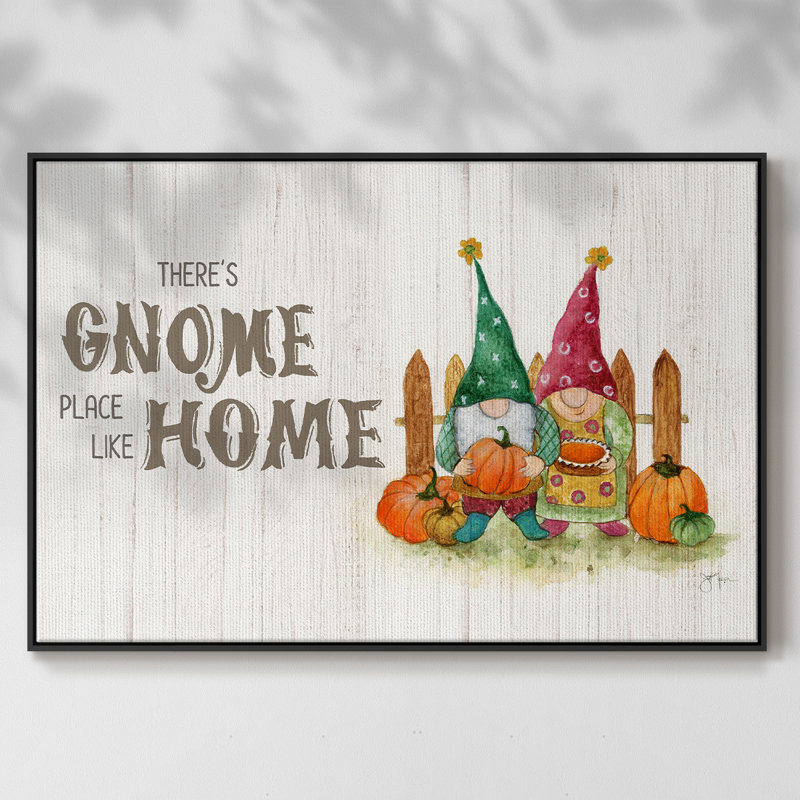 «Gnome Place Like Home», toile tendue avec châssis, Toile avec cadre flottant noir, H 25 po x l 37 po x P 2 po