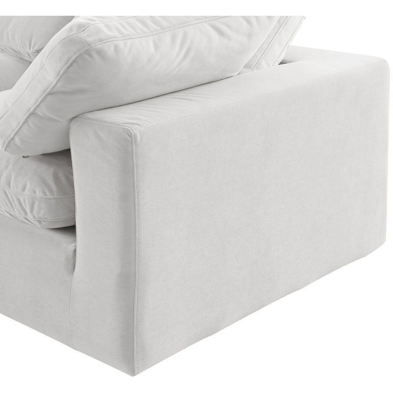 Canapé modulaire réversible en velours de 120 po de large avec repose-pieds Hocroft, Velours crème