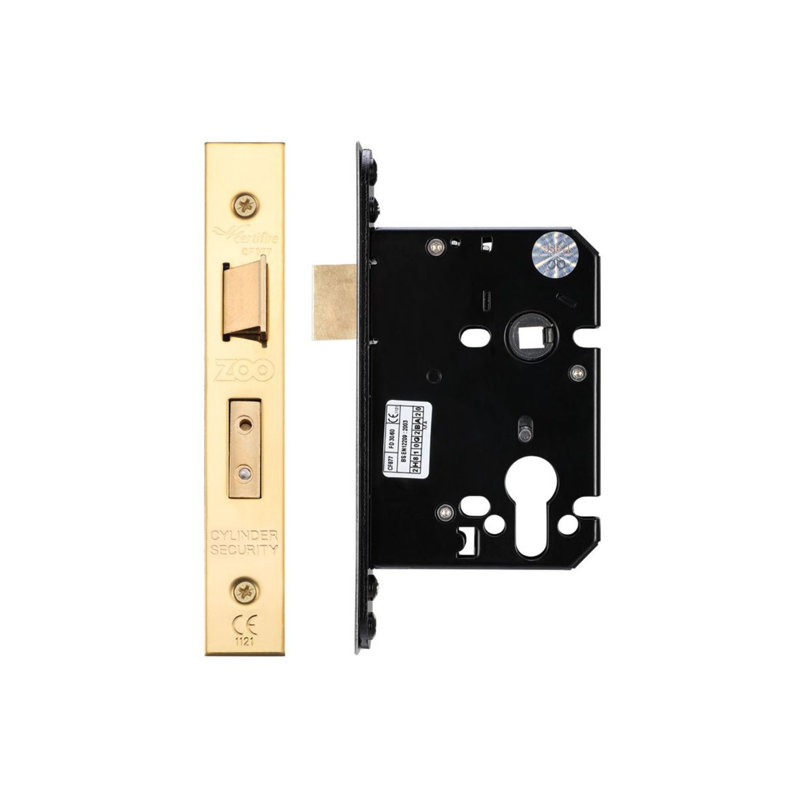 Euro Profile Sash Lock, Brass Finish/Anti Tarnish, 6.4cm H