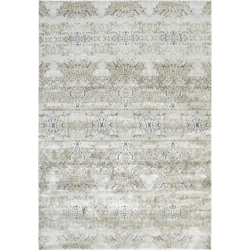 Tapis damassé gris / blanc, Rectangle 9 pi x 12 pi