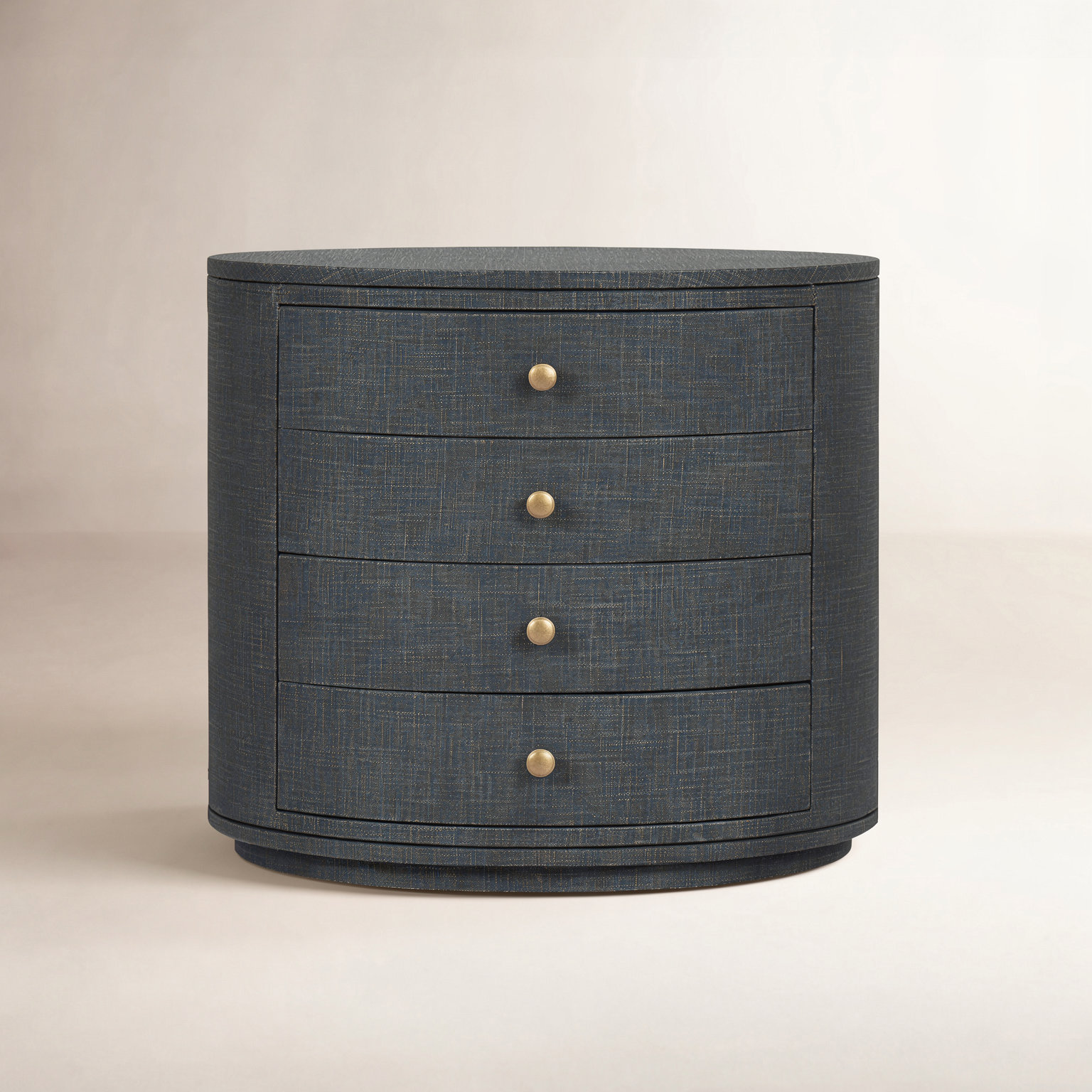 Luciana Oval Nightstand-Linen, Black Linen