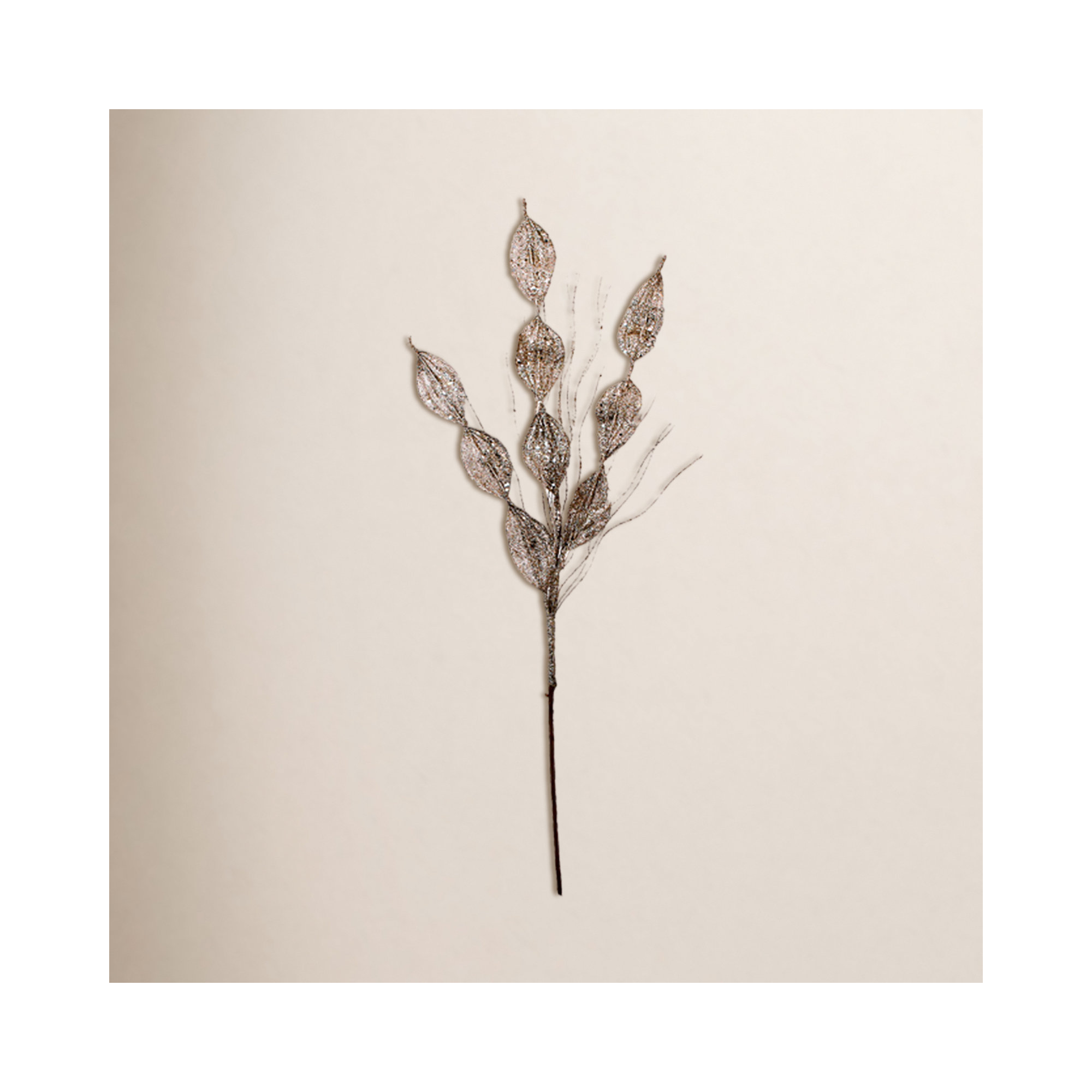 32" Leafy Glitter Picks, Champagne