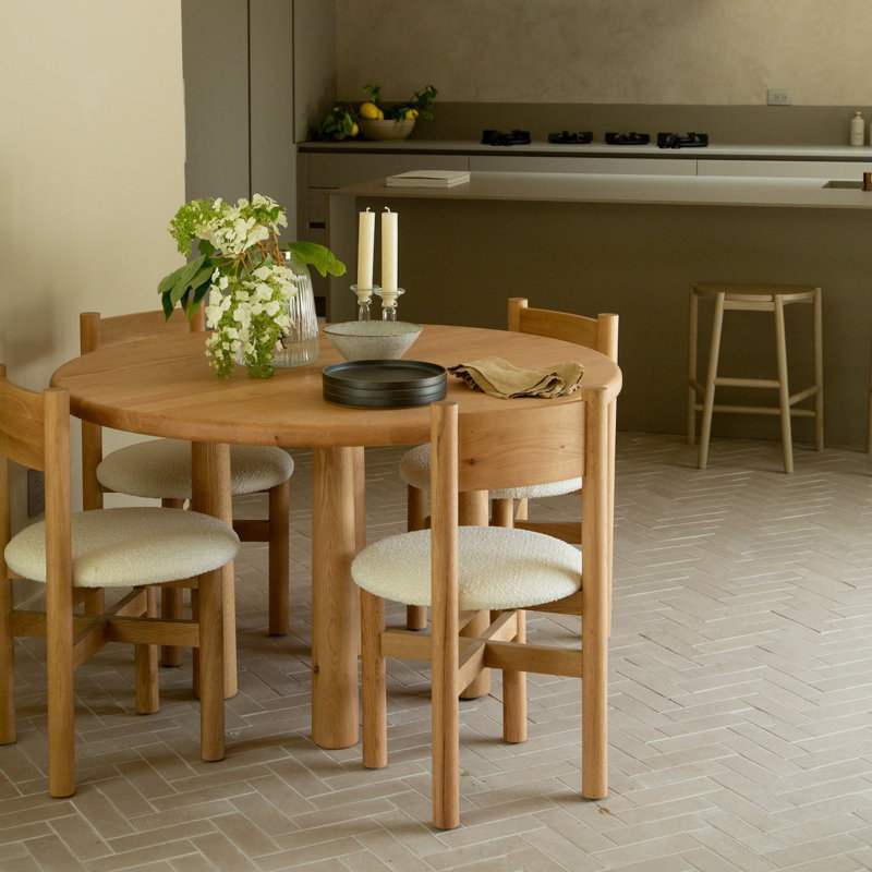 Round Topa Topa Dining Table, 30"H x 40"L x 40"W, White Oak