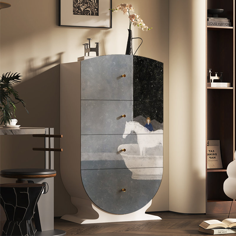 Commode d'appoint créative en bois multifonctionnelle, Blanc