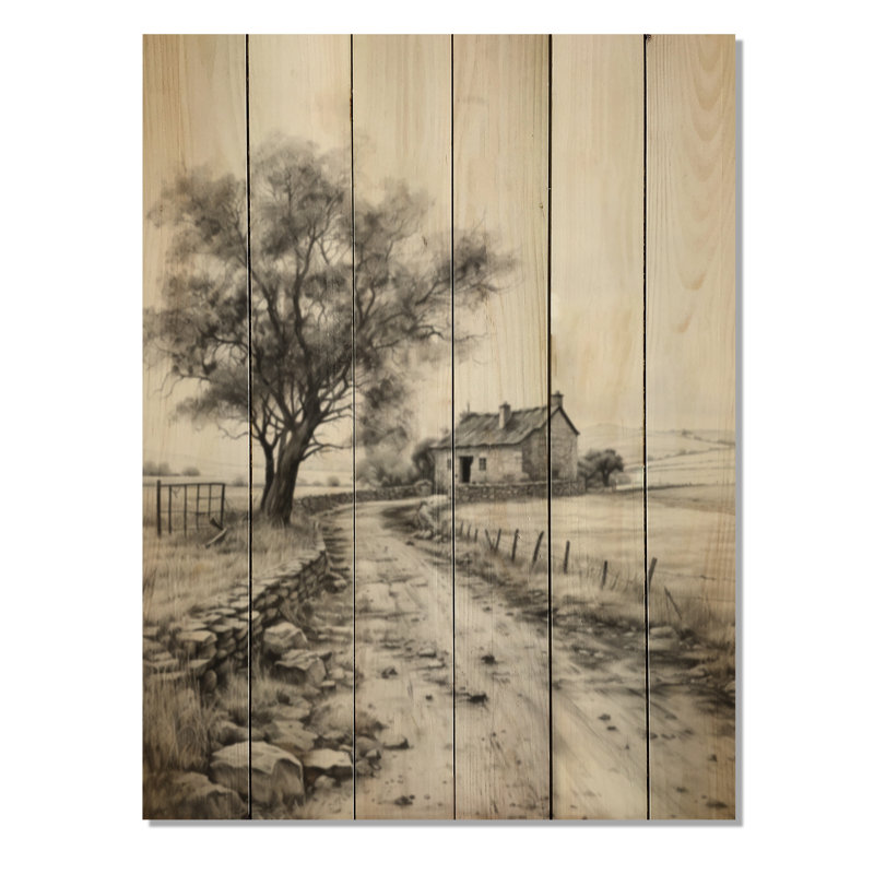 «Farmhouse Tranquil Retreat» sur impression sur bois, H 40 po x l 30 po x P 0,78 po