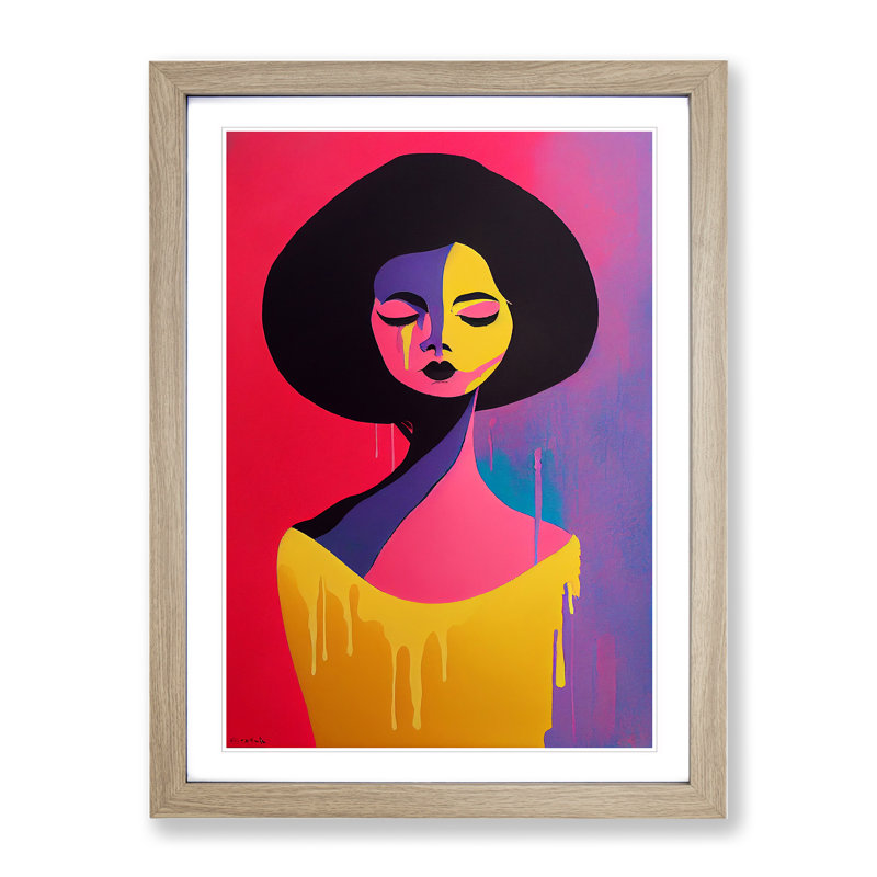 Splashed Abstract Woman No.1 - Single Picture Frame Painting, 64cm H x 46cm W x 2cm D, Oak Framed