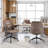 Retro Faux Leather Mid-Back Office Chair with Wheels, Wide Padded Seat, Lumbar Support and 90°–120° Rocking-1351628714