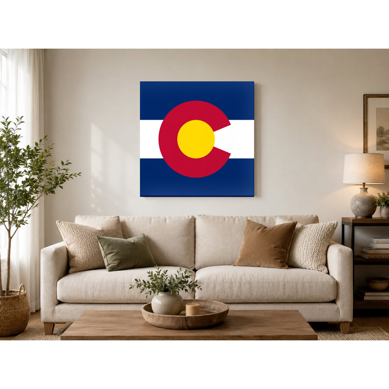 Colorado State Flag - Art mural sur toile carrée, 32" W x 32" H