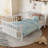 Twin Size White Wooden Platform Bed with Railings - Perfect for Kids (Girls & Boys)-947909787-947909861