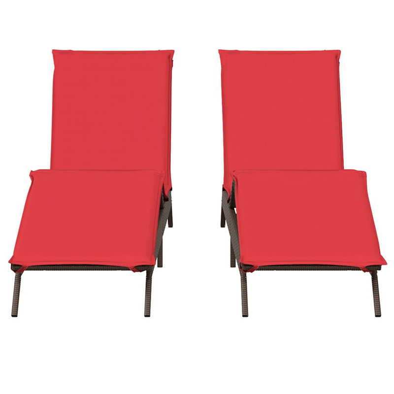  Repose-pieds de patio en rotin PE brun, Rouge, Brun