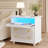 23" W Nightstand with Charging Station, 2-Drawer End Table with Pull-Out Tray, Sensor Lights-369632465-423306805