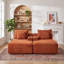 Canapé modulaire modulaire en velours côtelé avec assise profonde, porte-gobelets et poches de rangement latérales, sans assemblage-832825590
