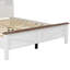 Lit plateforme double pleine grandeur avec porte de grange coulissante double et douille, support à lattes de bois, installation de charge de tête de lit à finition blanche et brune, bois, + brun, base à lattes stable-925508246-925508247