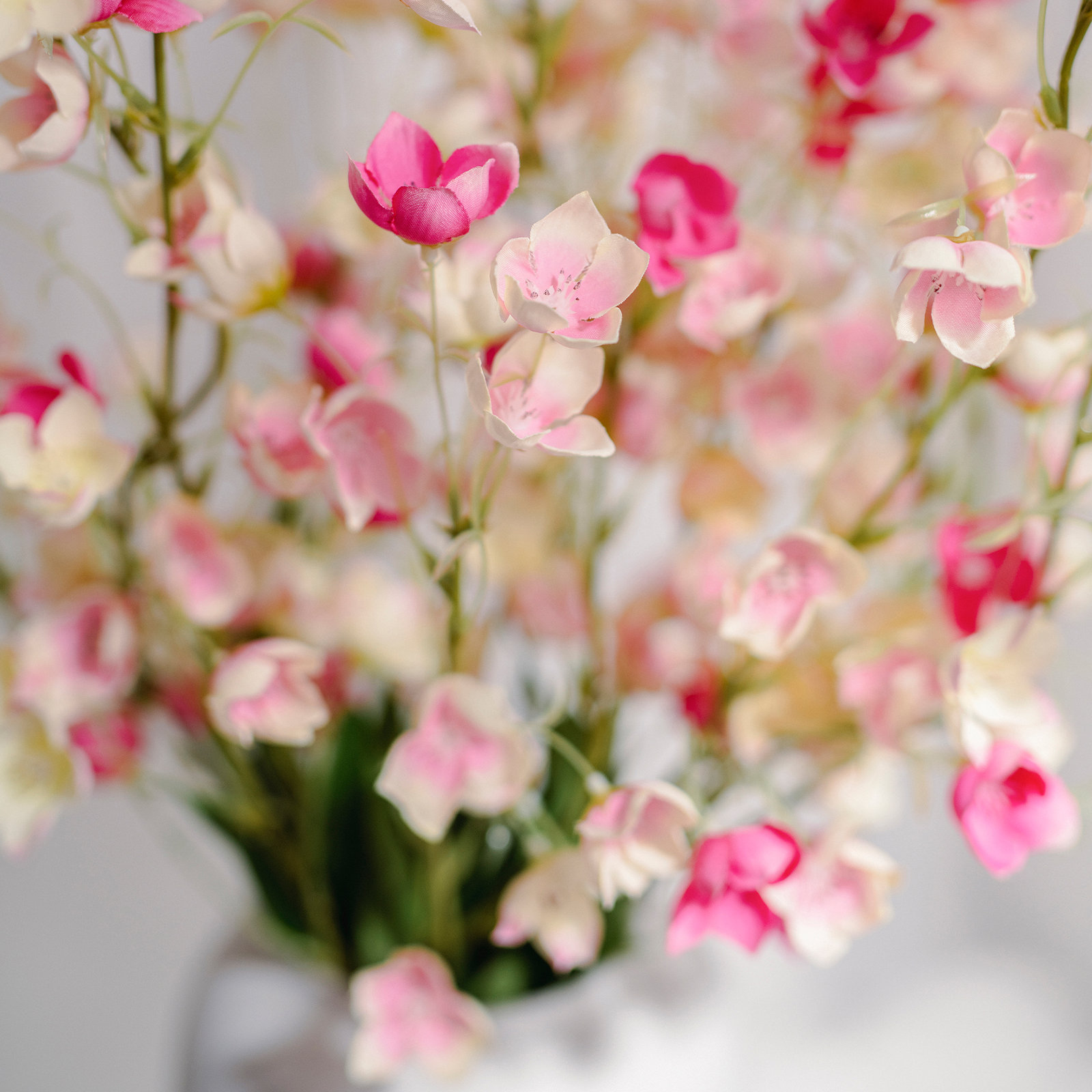 Creamy white Decorative Artificial Cherry Blossom, 36.66" x 4", White-Pink