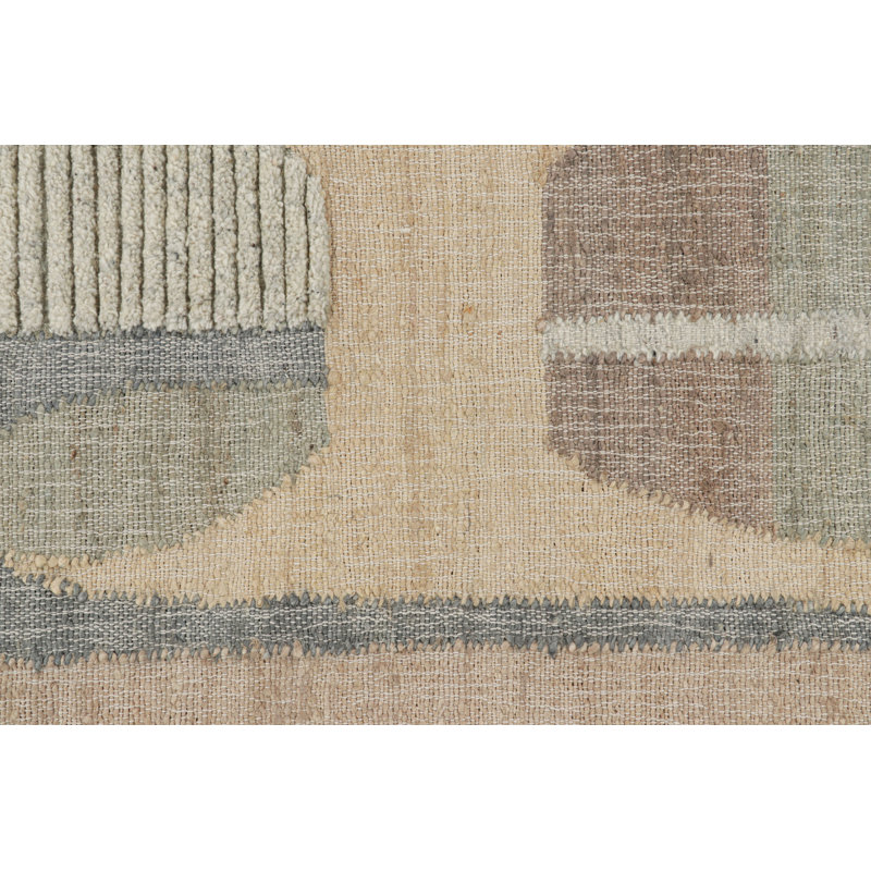 Rug & Kilim’S Flatweave Rug In Beige With Brown, Gray & Green Geometric Patterns, Runner 3' x 10'