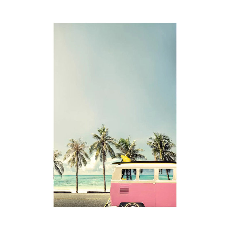Surf Bus Pink - Wrapped Canvas Print, 66.04 cm H x 45.72 cm W x 1.91 cm D