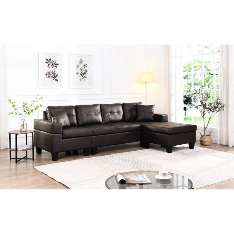 Ensemble de canapé modulaire moderne pour salon avec méridienne en L, porte-gobelet et méridienne gauche ou droite