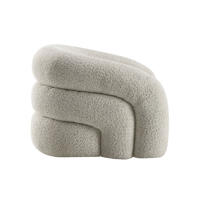Irma Gray Boucle Swivel Chair with Solid Wood Frame
